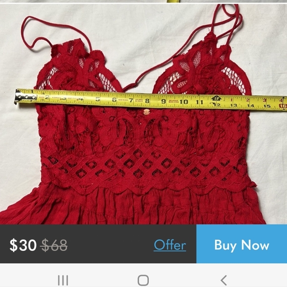 FREE PEOPLE ADELLA CAMI TOP WOMEN  SIZE  M RED  LACE TOP NWT - Picture 5 of 6